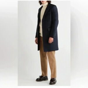 AMI Paris Wool and Cashmere Blend Navy Blue Coat Sz M